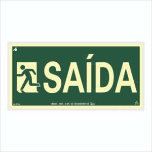 Placa Fotoluminescente de Rota de Fuga –Saída de Emergência à Esquerda - S14a