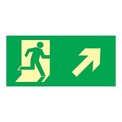 Placa Fotoluminescente de Rota de Fuga rampa acima à direita – S4