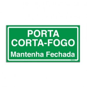 Placa de Sinalização de Emergência Fotoluminescente Porta Corta-Fogo - Mantenha Fechada - M4