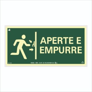 Placa Fotoluminescente de Sinalização Aperte e Empurre - S18
