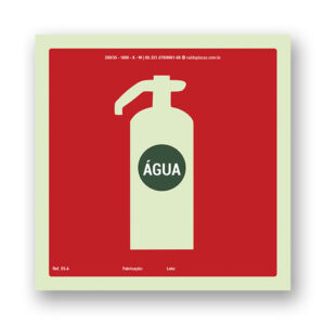 Placa de Sinalização Fotoluminescente - Extintor de Incêndio Água - E5